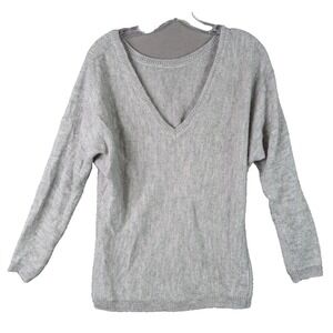 Feel the Piece Sweater Womens One Size Gray Baby Alpaca Blend Knit VNeck  Preppy
